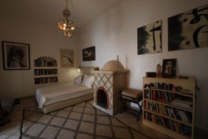 White bedroom, wide view at Riad La Tulipe, Marrakech